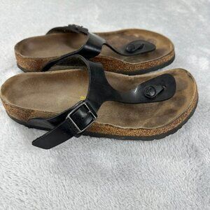 Birkenstock Gizeh Black Leather Thong Sandals Women’s Size 4- EU